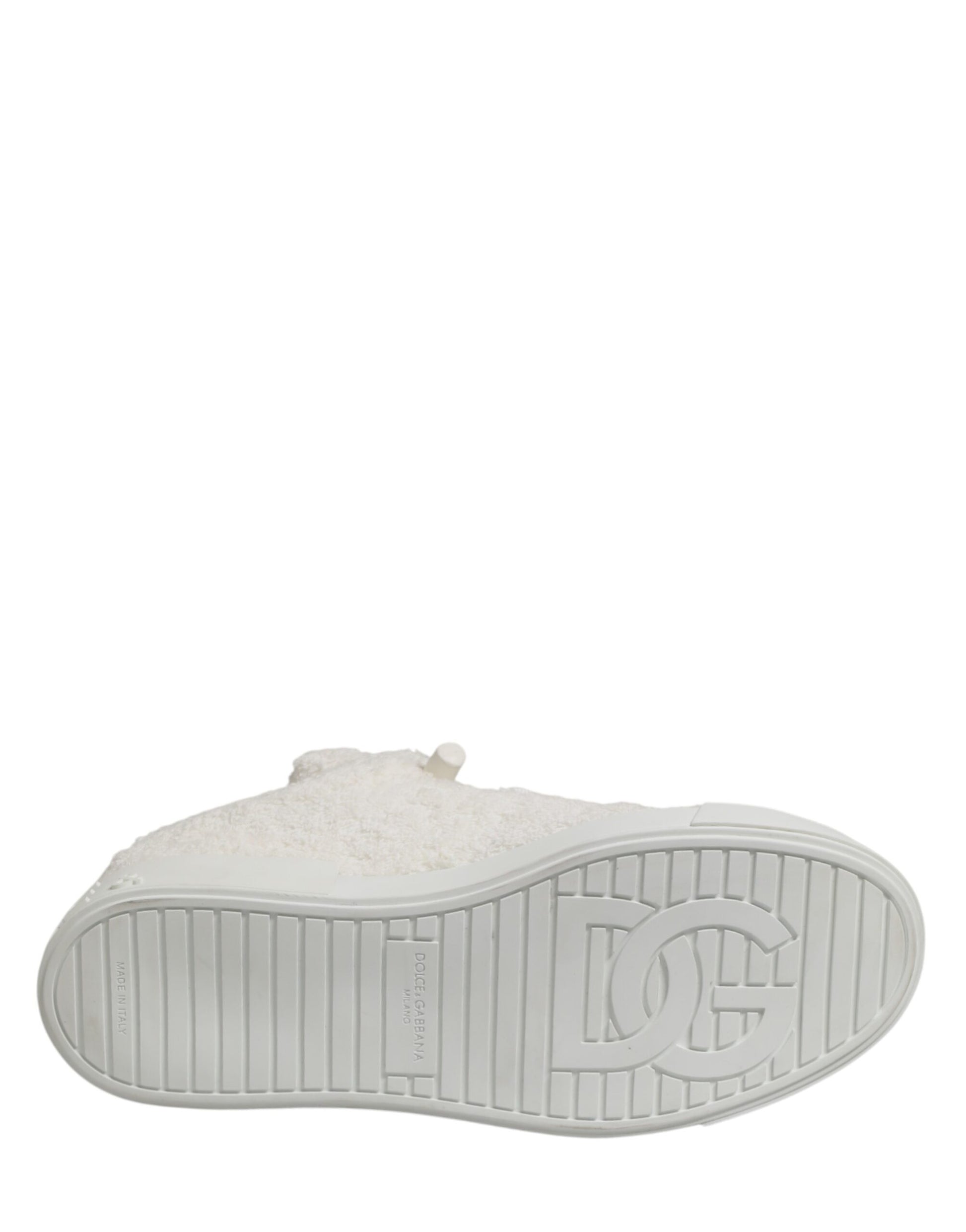 White faux shearling low top sneakers with logo on side