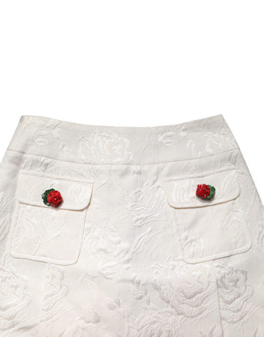 White skirt with red embellishments on front