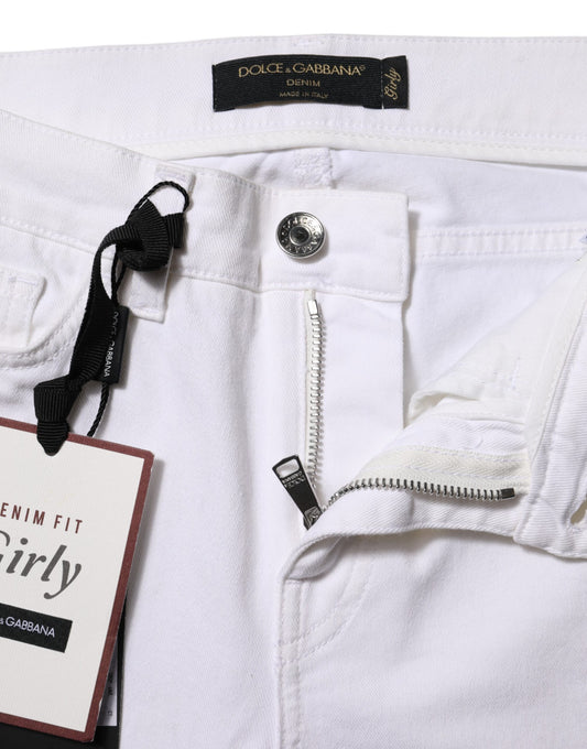 White jeans with zipper on front
