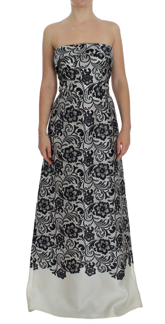 Black and white strapless dress