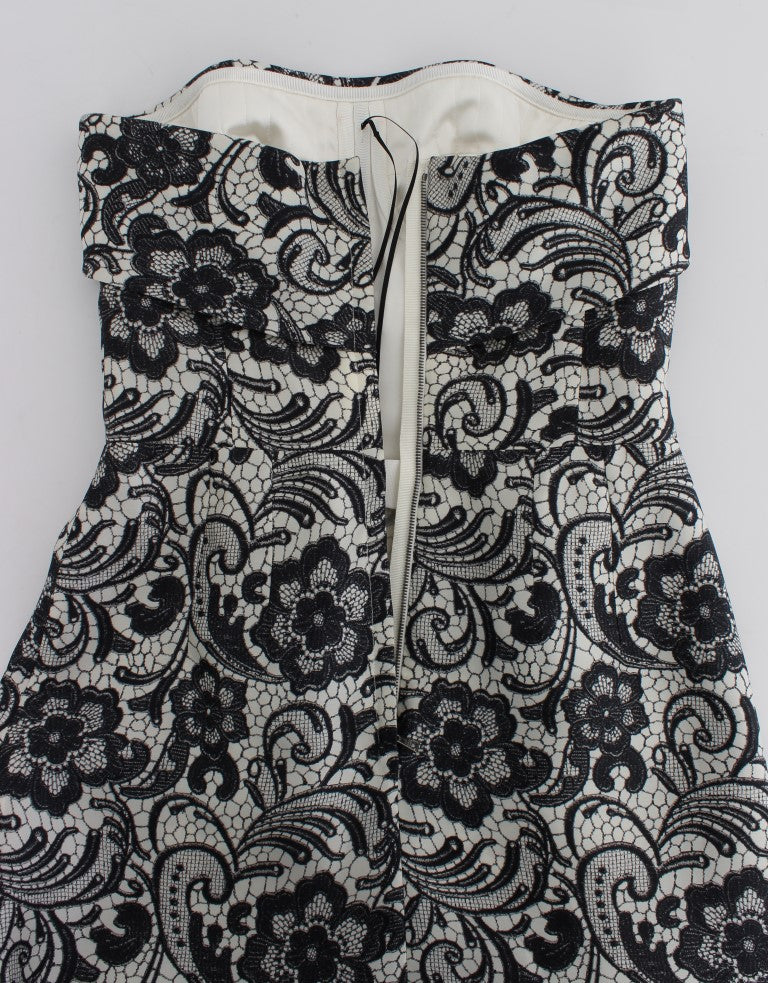 Black lace dress with embroidered pattern