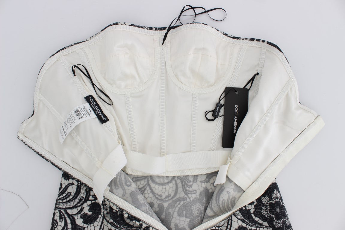 White garment with black lace detailing