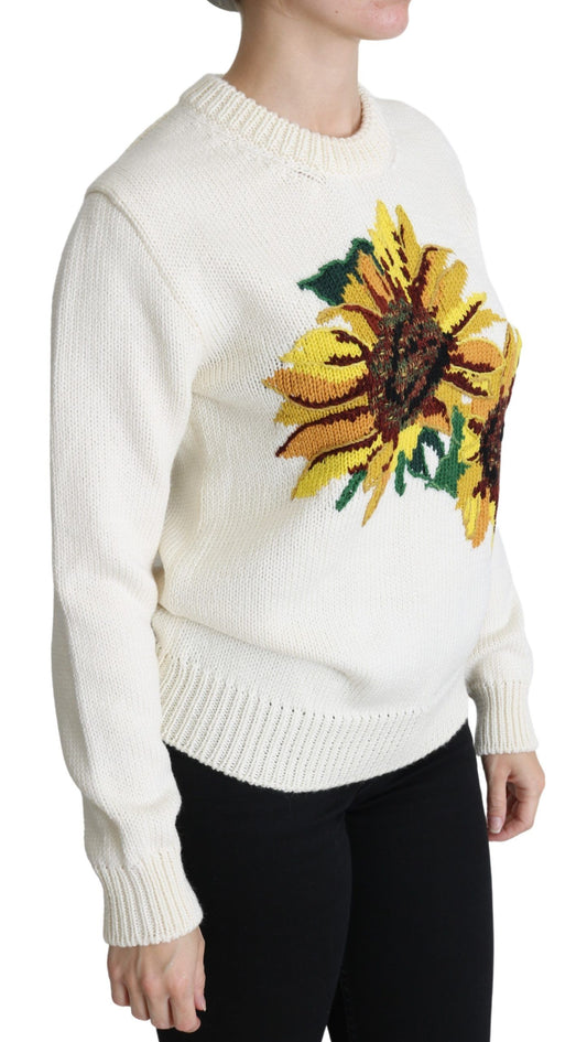 Knitted sweater with sunflower design on front