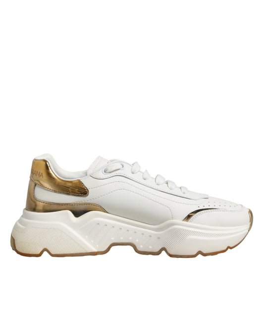 White gold low top sneakers with white soles
