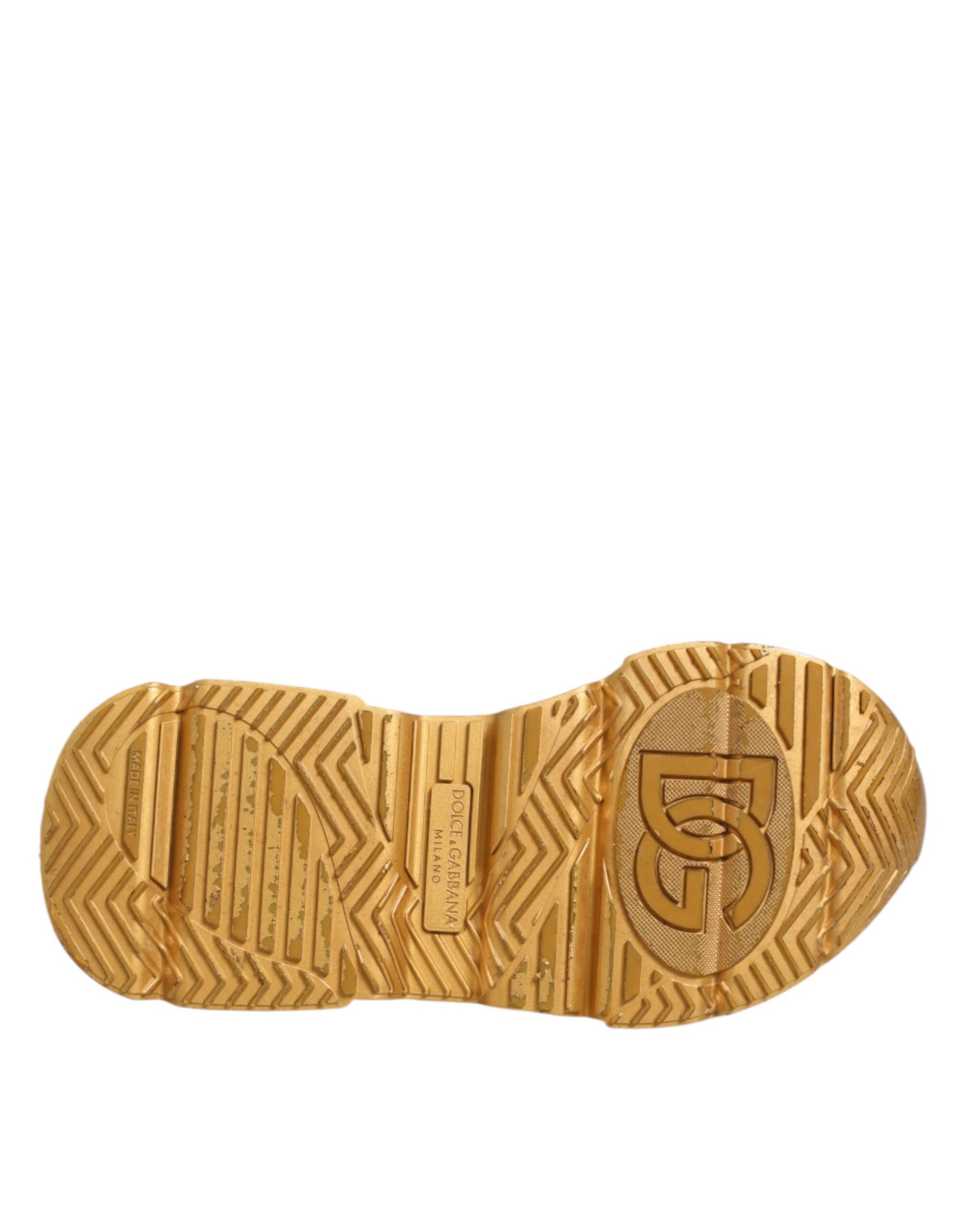Gold shoe with number five logo on side