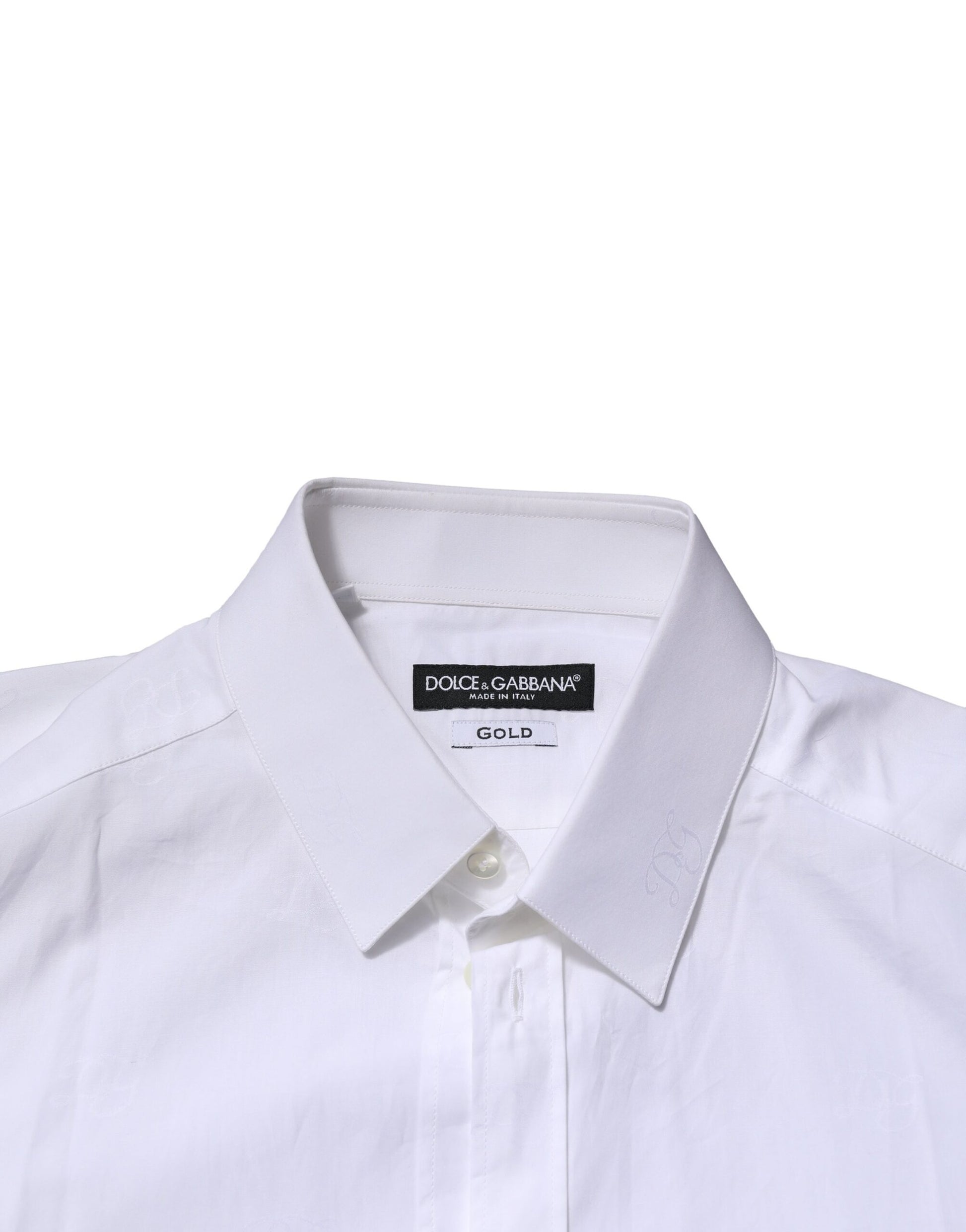 White long sleeve dress shirt with gold accents from Dolce & Gabbana