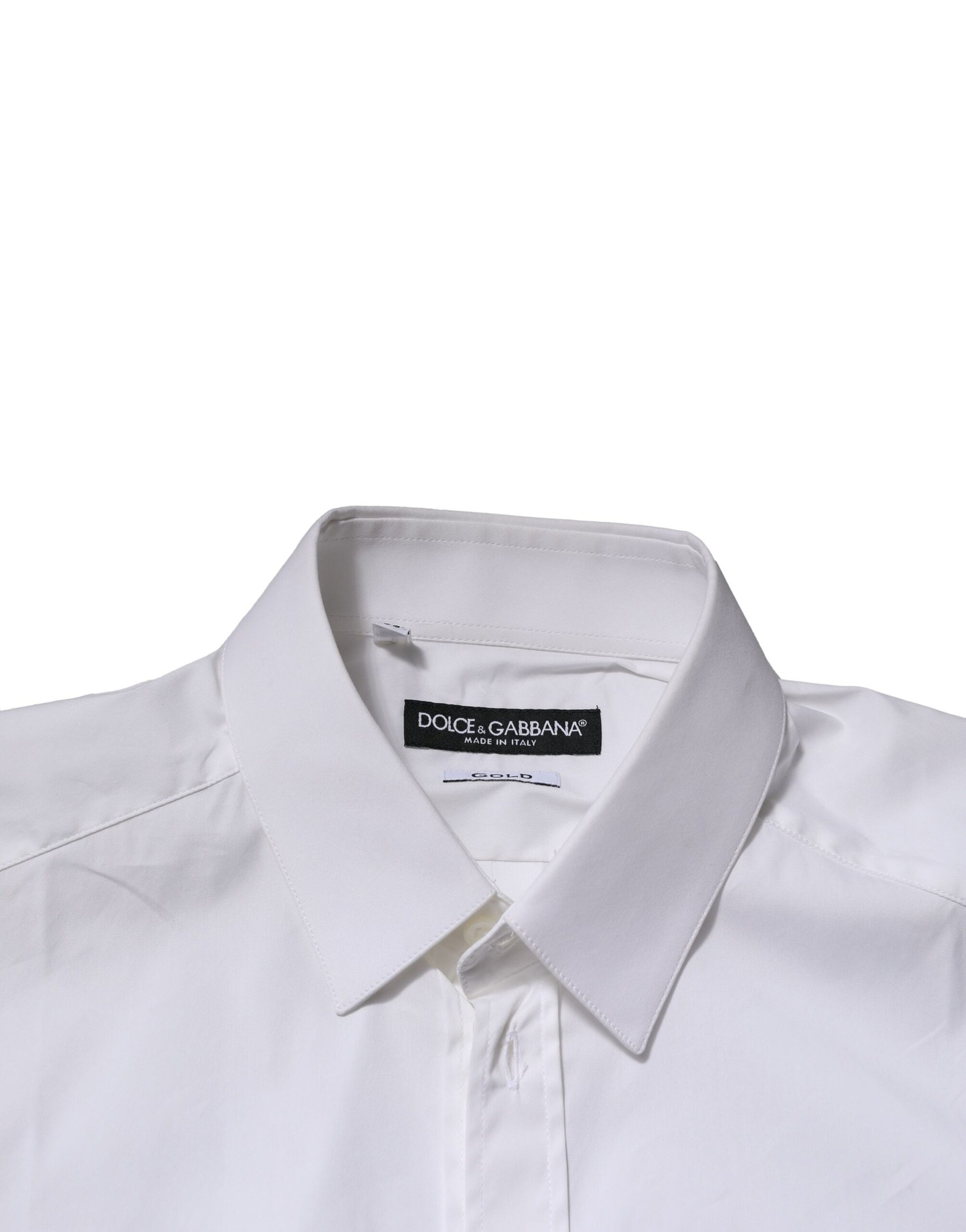 White long sleeve dress shirt with gold accents, from the brand Dolce & Gabbana