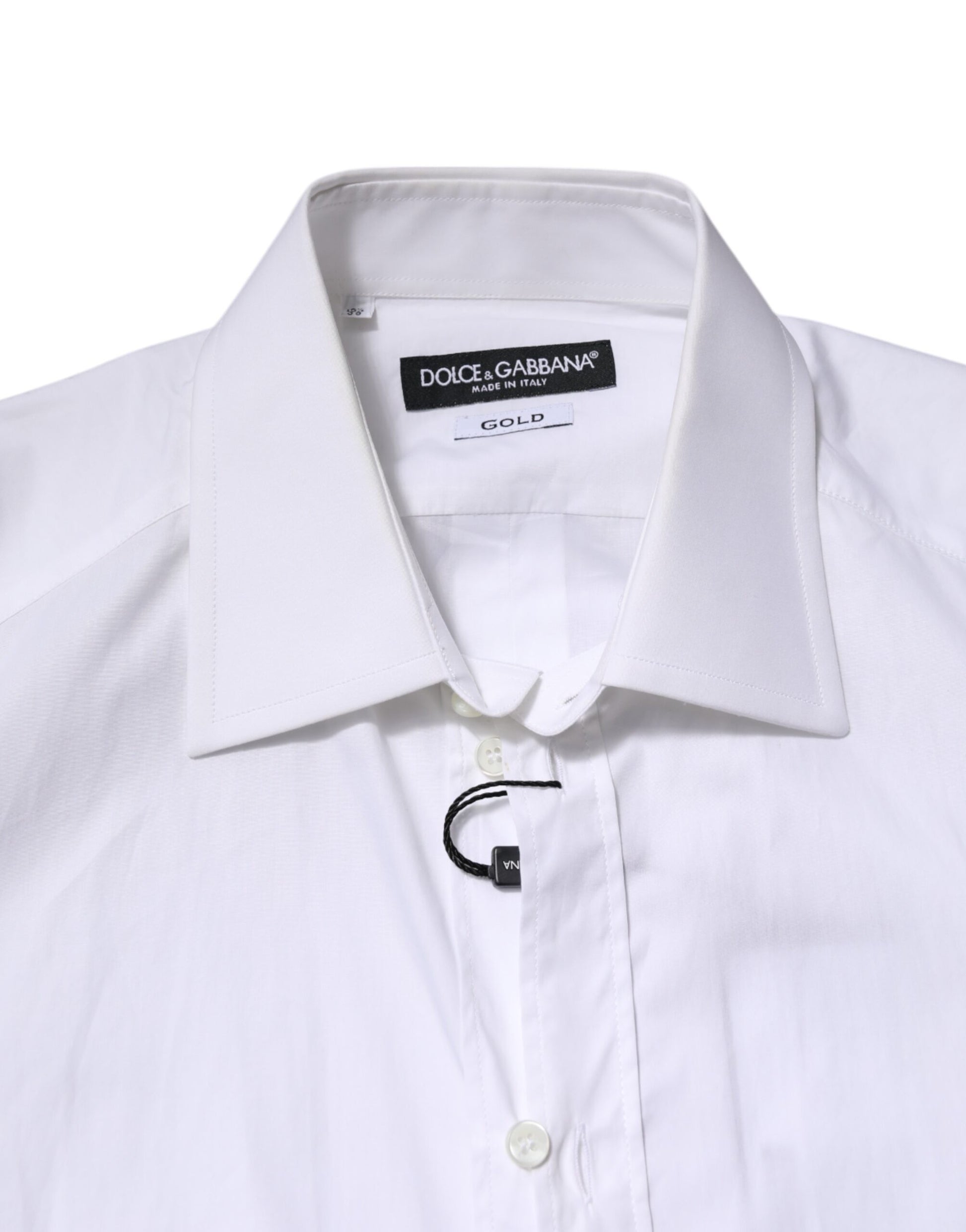 White long sleeve dress shirt with gold accents, from the brand Dolce & Gabbana