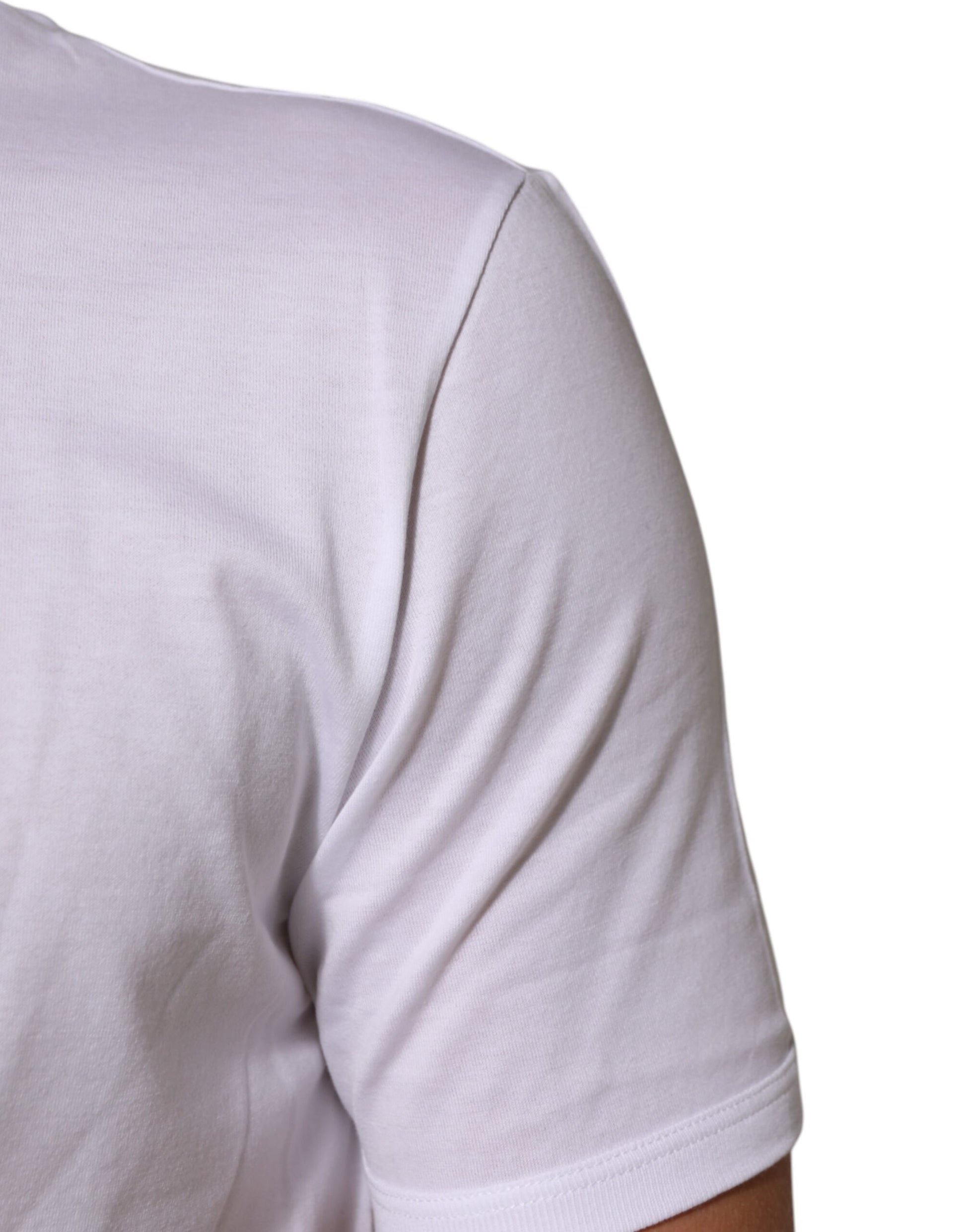 White short sleeve t-shirt on a person's back