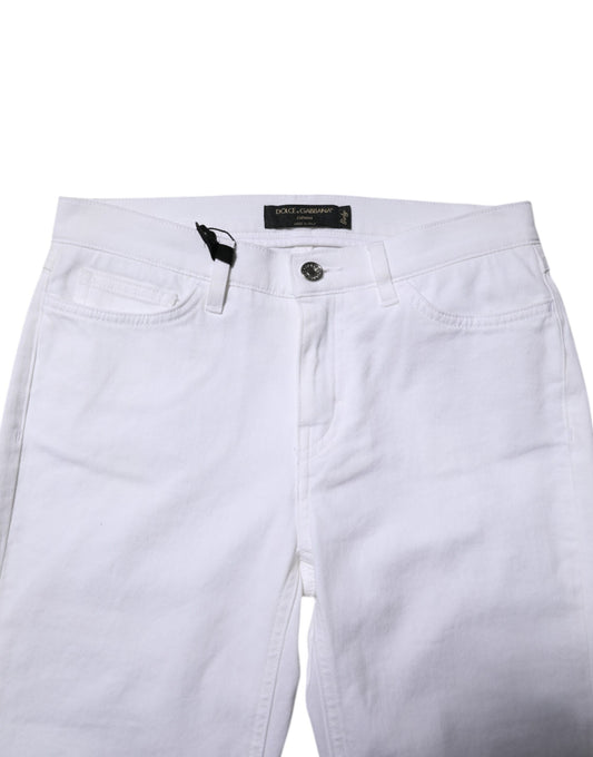White shorts with black label on waistband