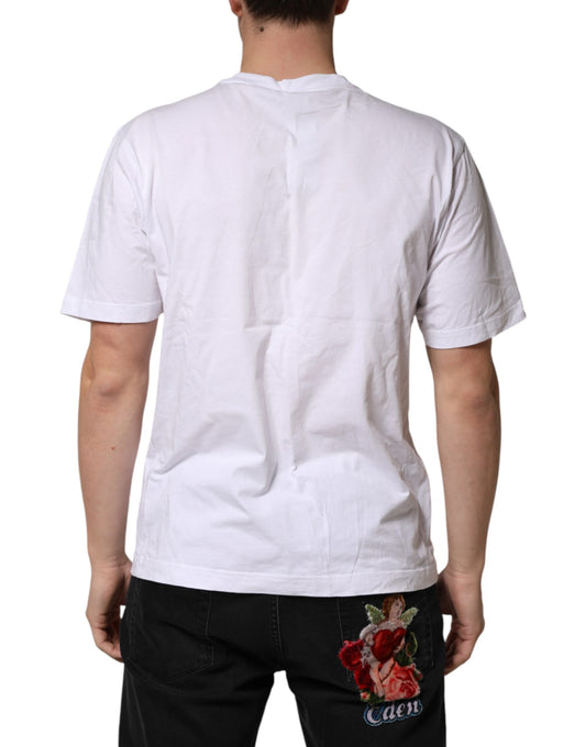 White t-shirt with rose design on back