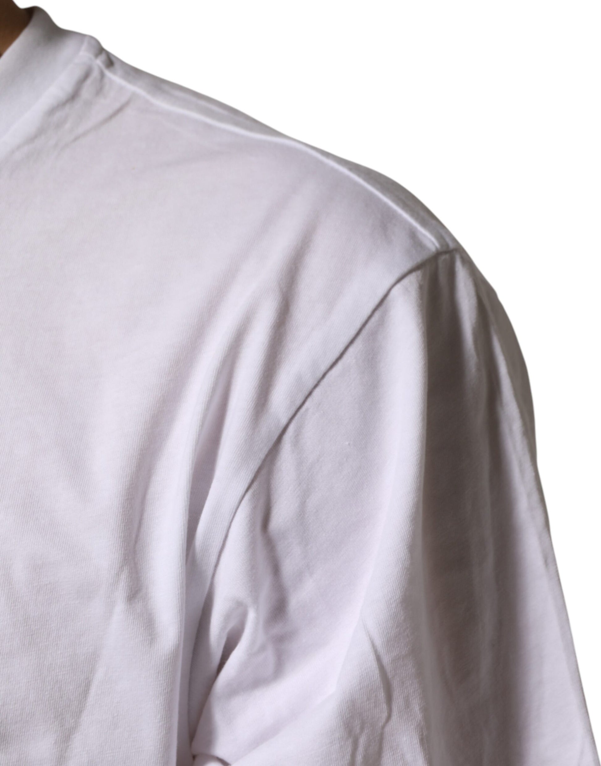 White short sleeve t-shirt on a person's back