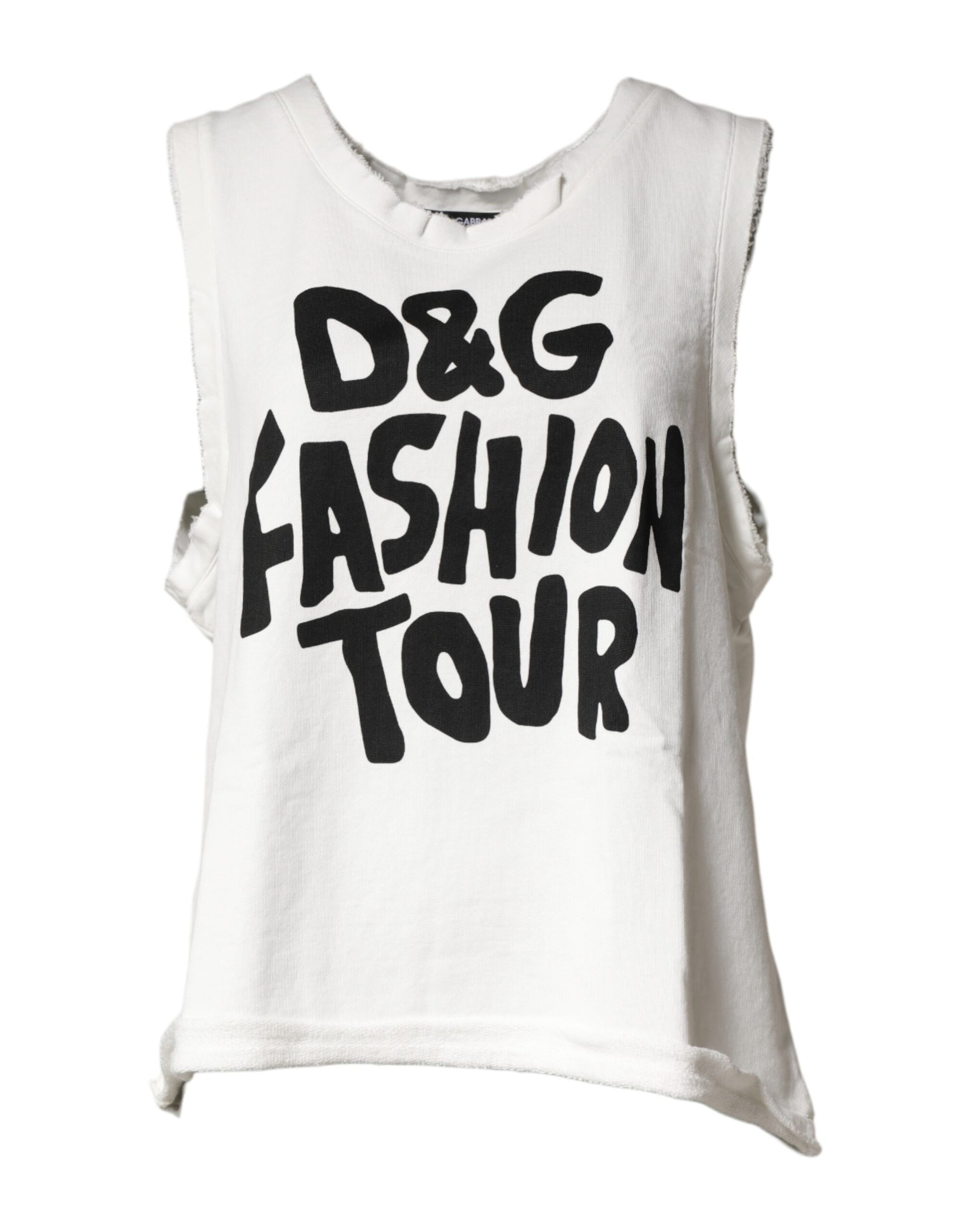 White tank top with black lettering