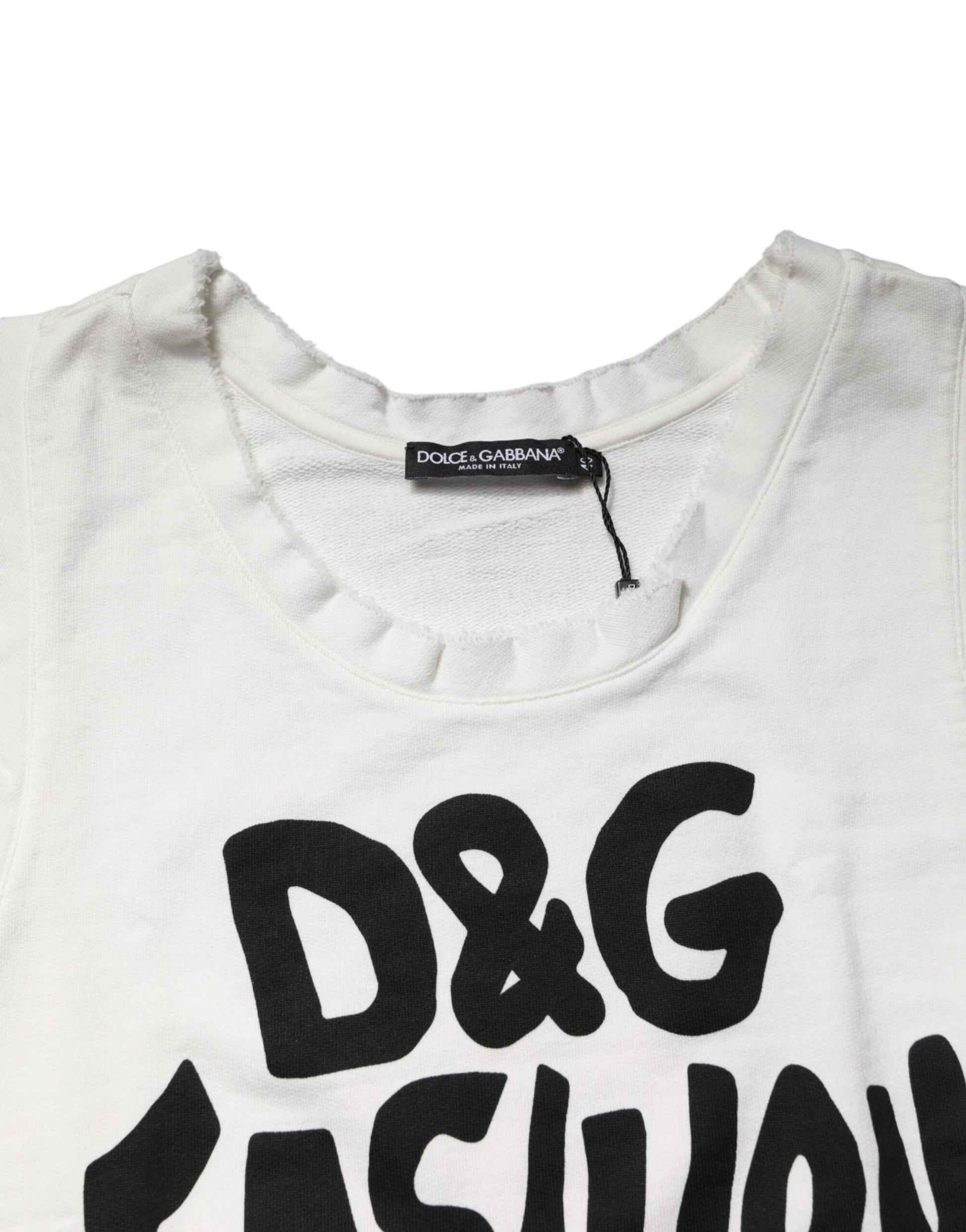 White long sleeve shirt with black lettering on front