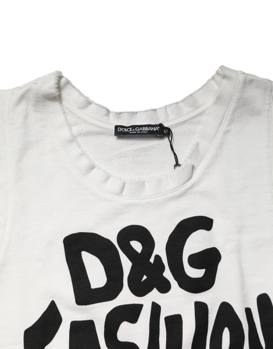 White long sleeve shirt with black lettering on front