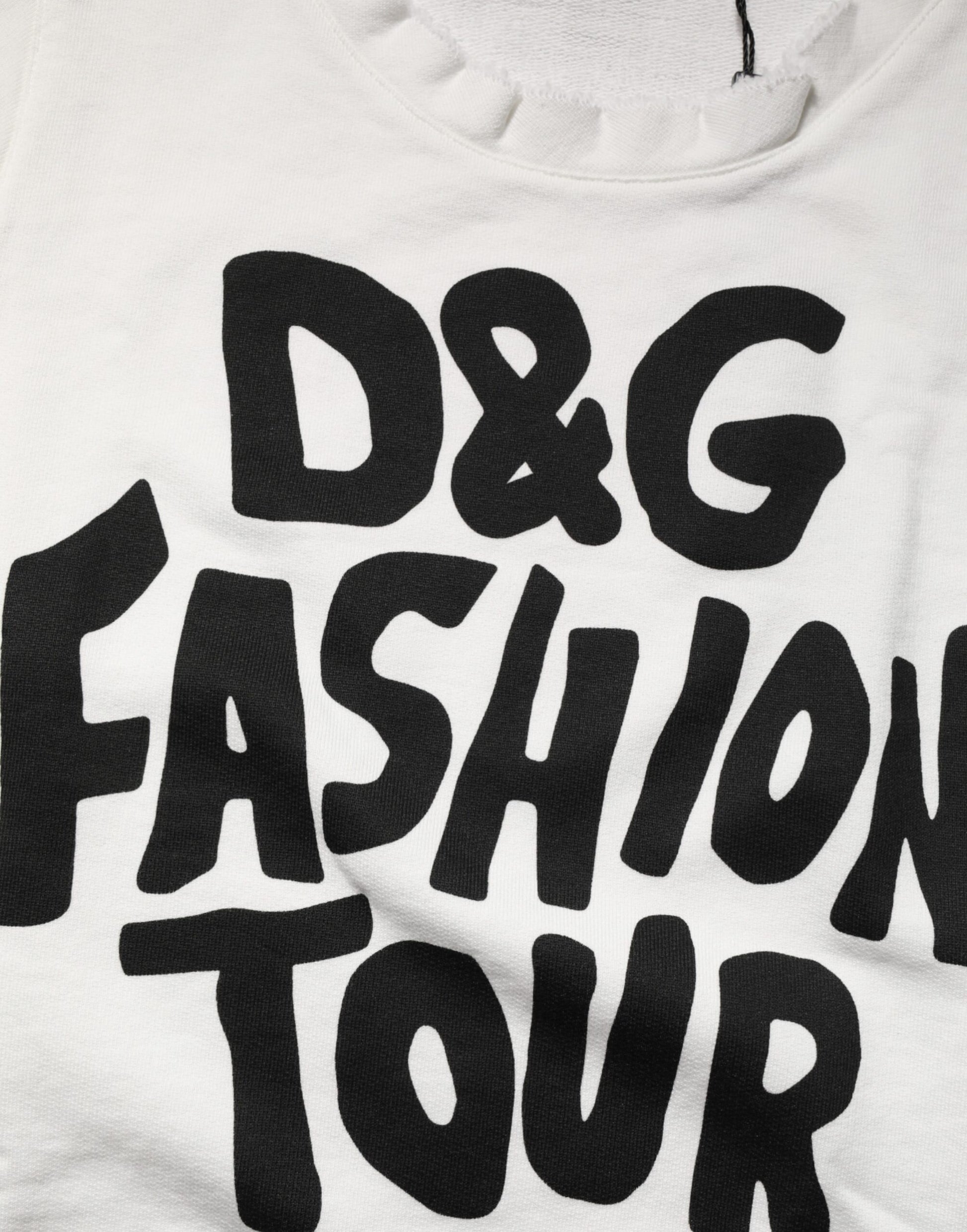White t-shirt with black lettering
