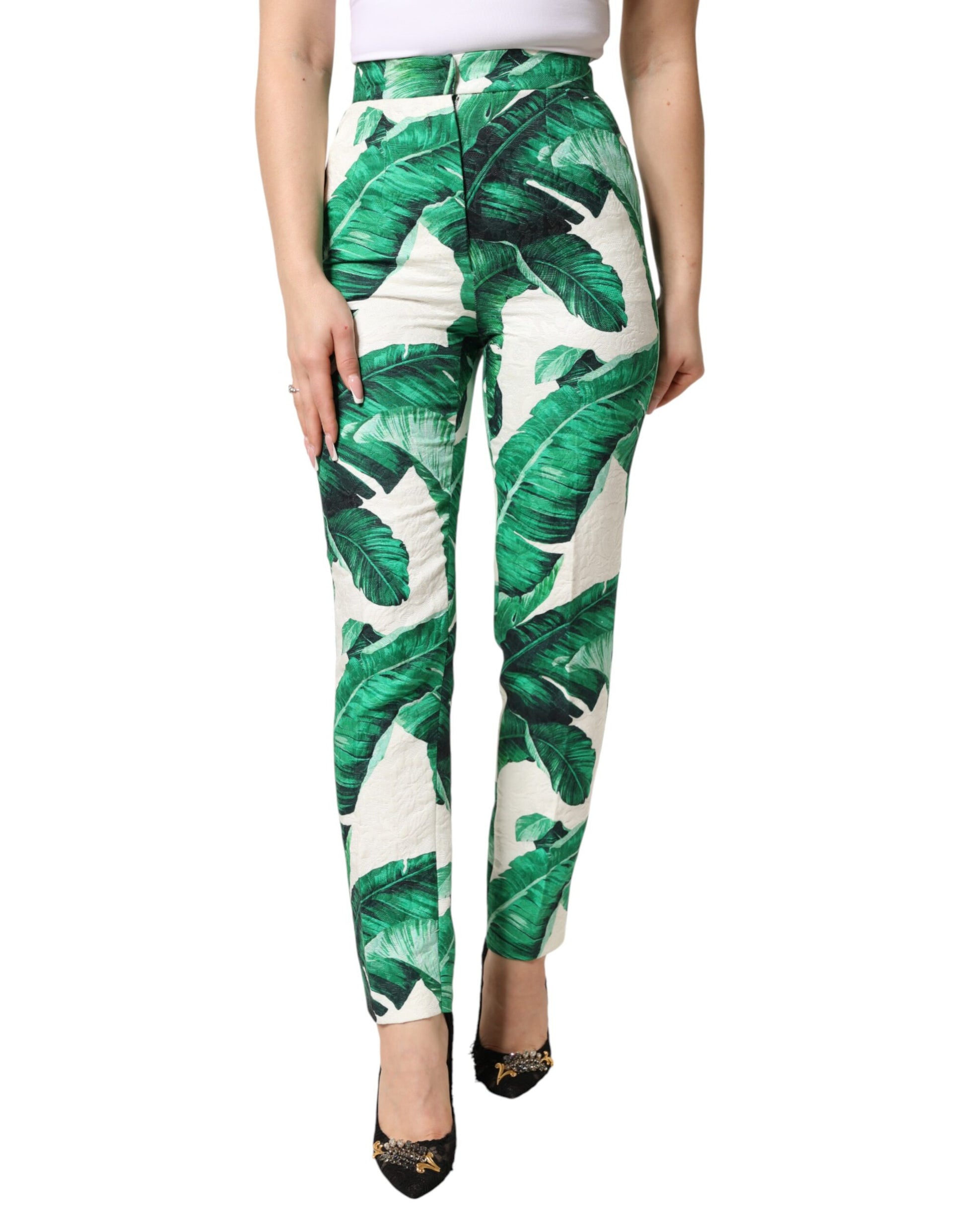 Pair of green leaf print pants