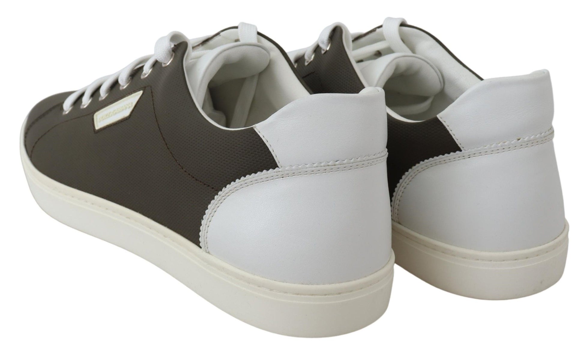 Pair of brown and white sneakers