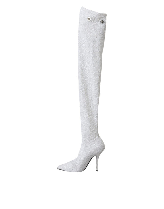Tall silver glittery boot