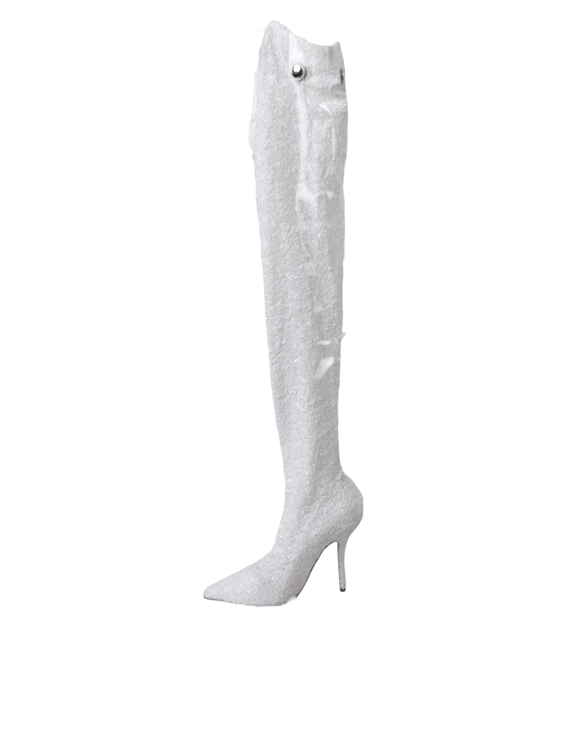 Tall silver glittery boot