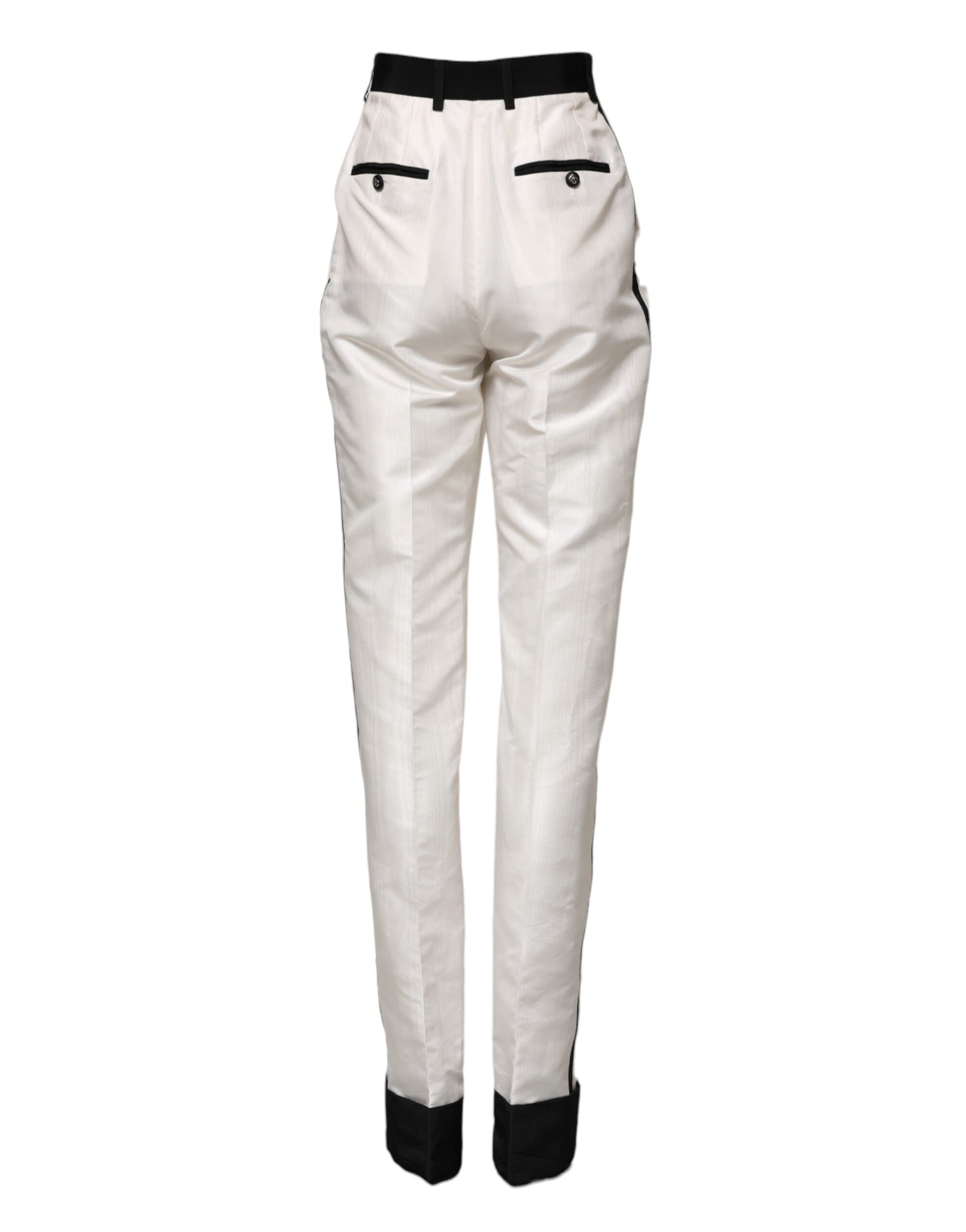 White pants with black stripe on side