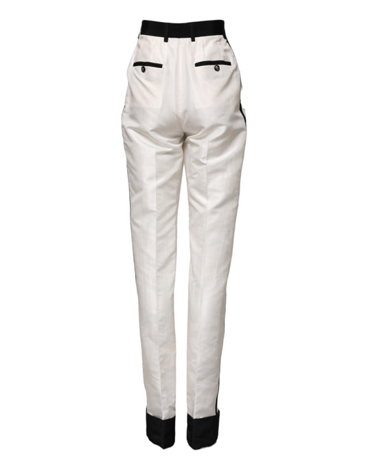 White pants with black stripe on side