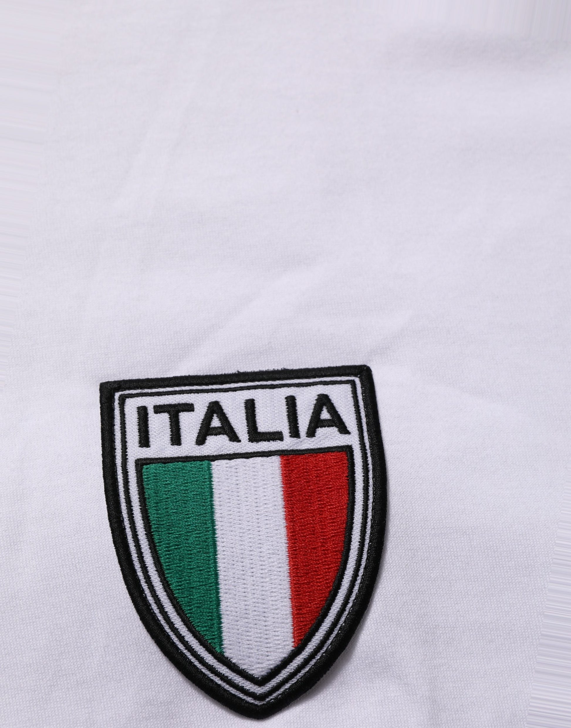 Italy flag patch on white t-shirt