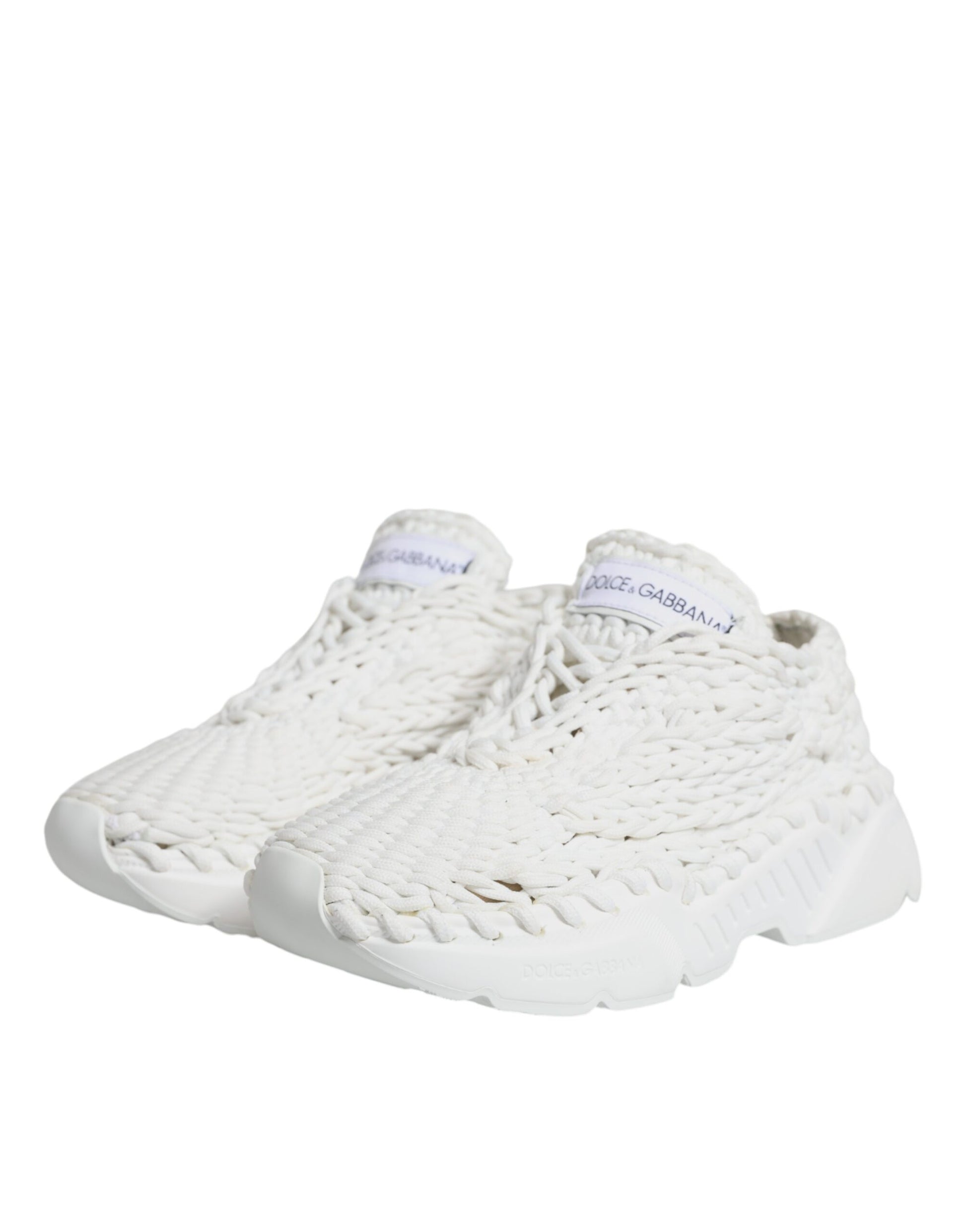 White knit sneakers with logo detailing