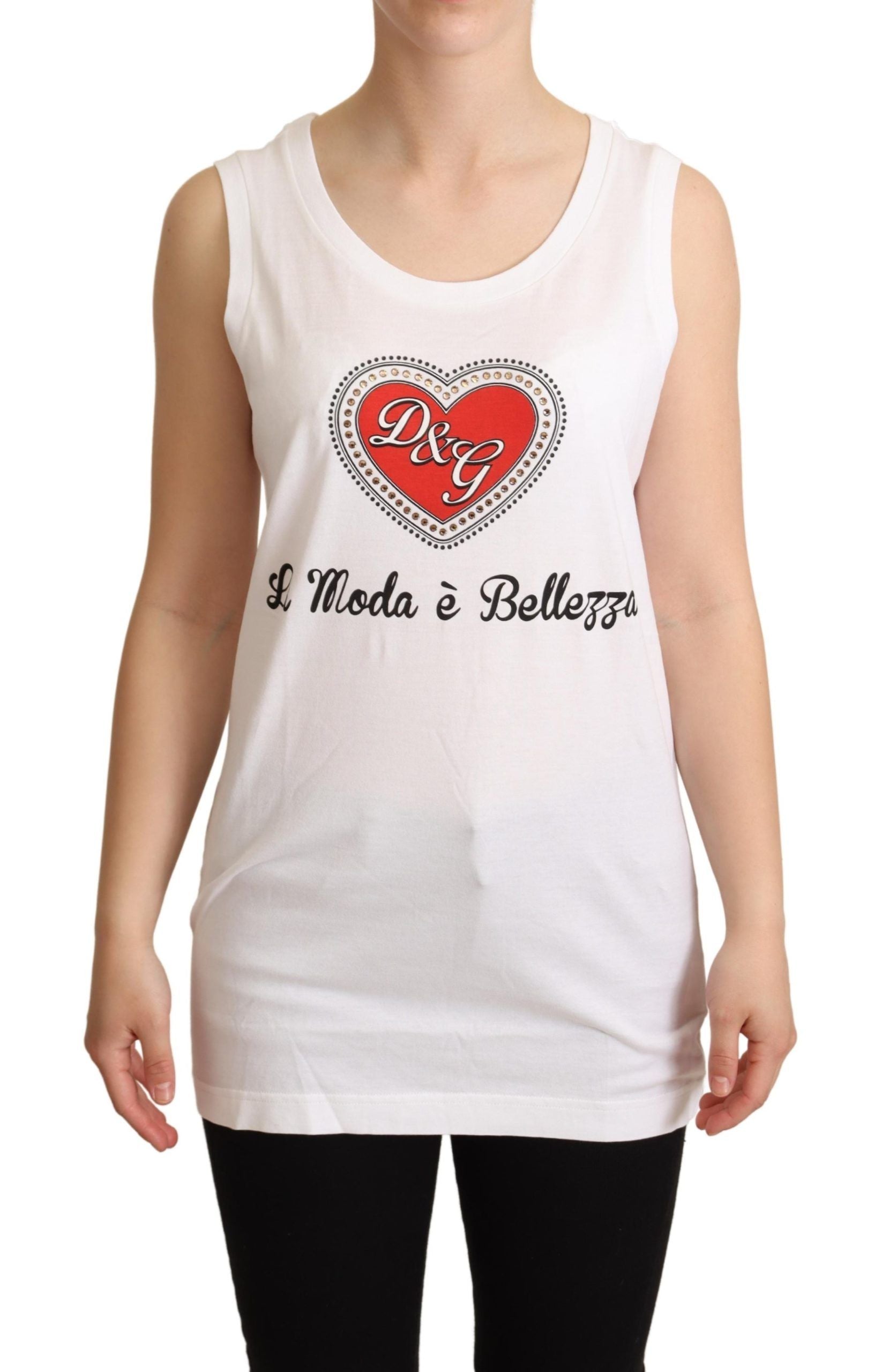 White tank top with red heart design