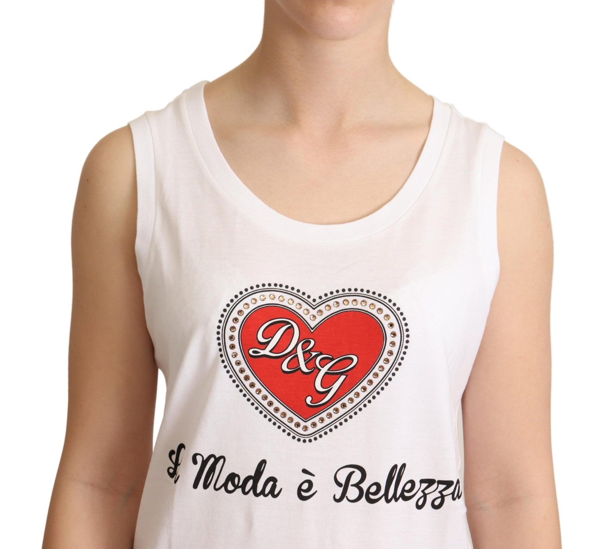 White tank top with red heart design