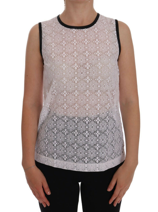 White lace vest with black trim