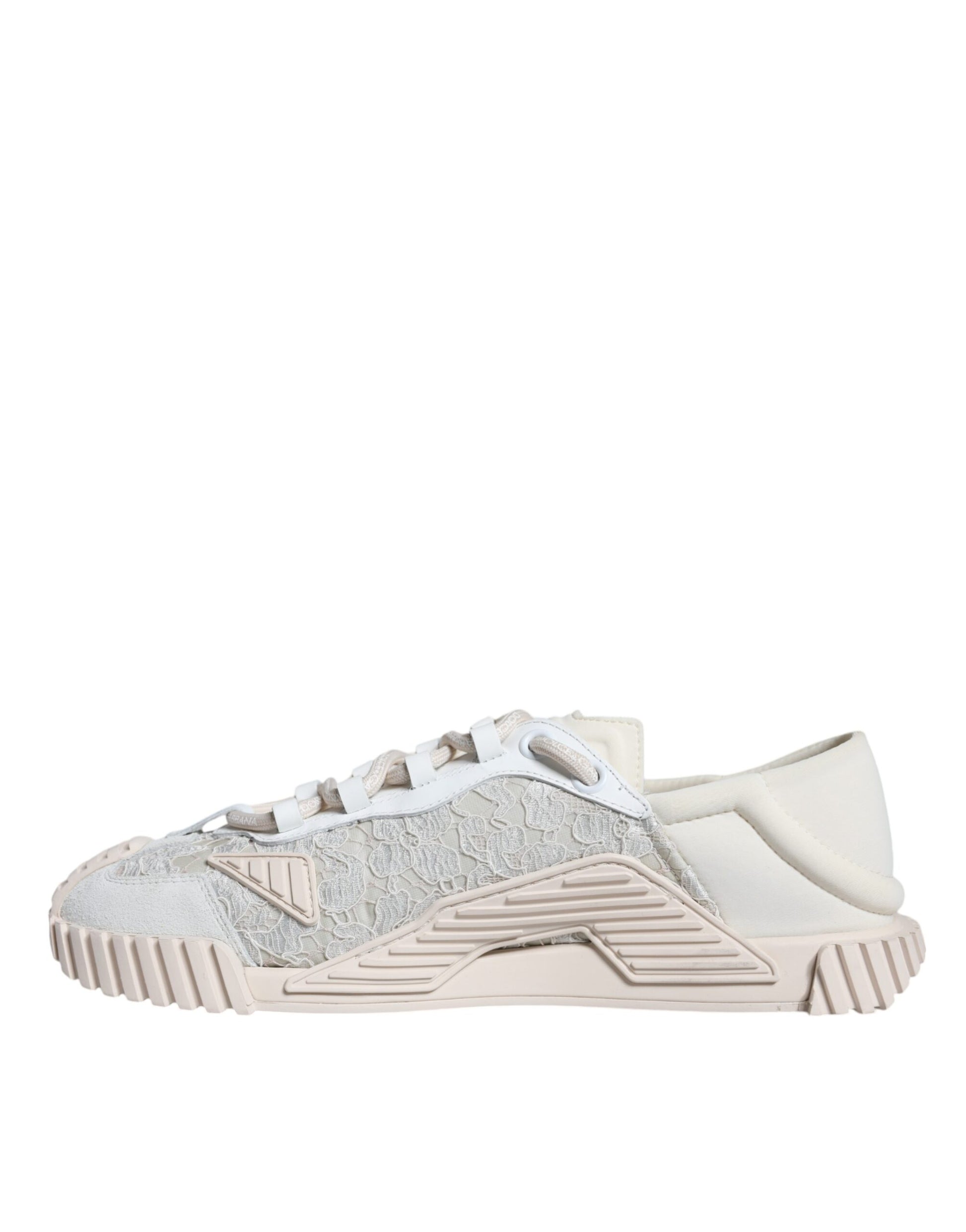 A white lace-up sneaker with a glittery pattern on the side