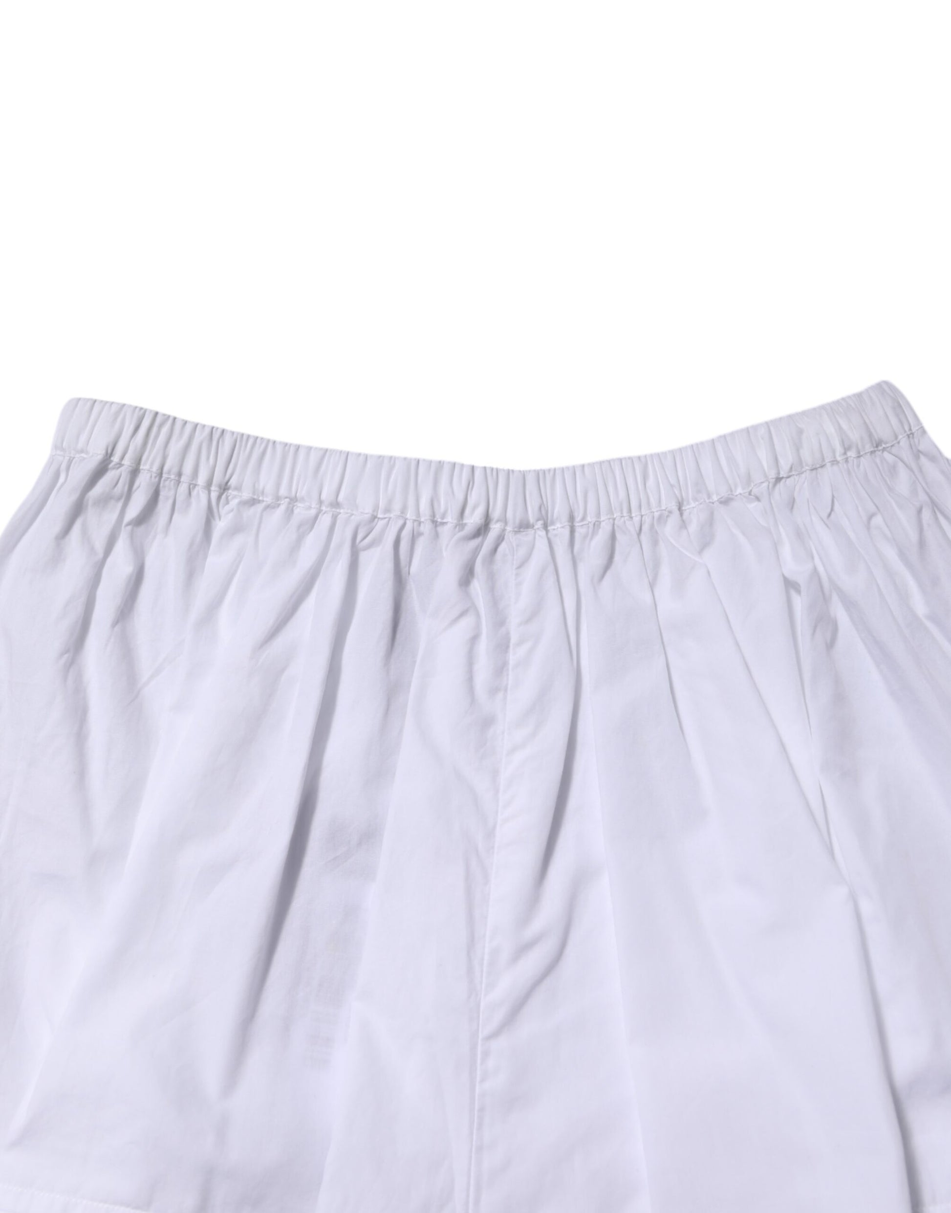 White cotton shorts with elastic waistband