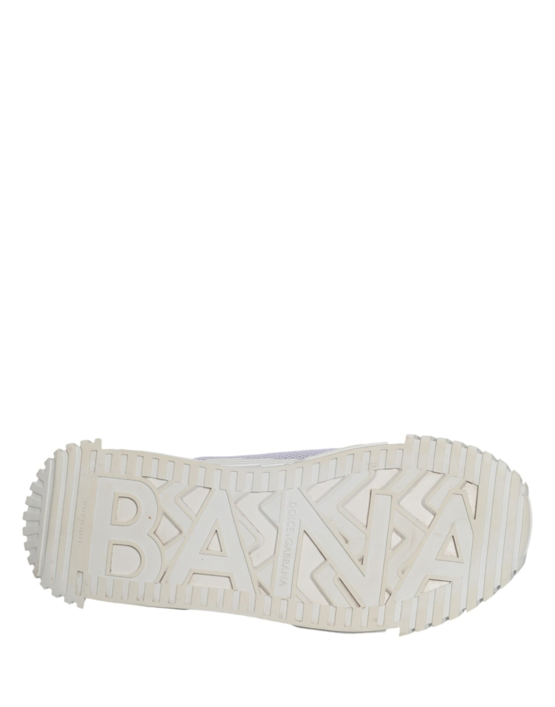 White sneaker with embossed logo on side