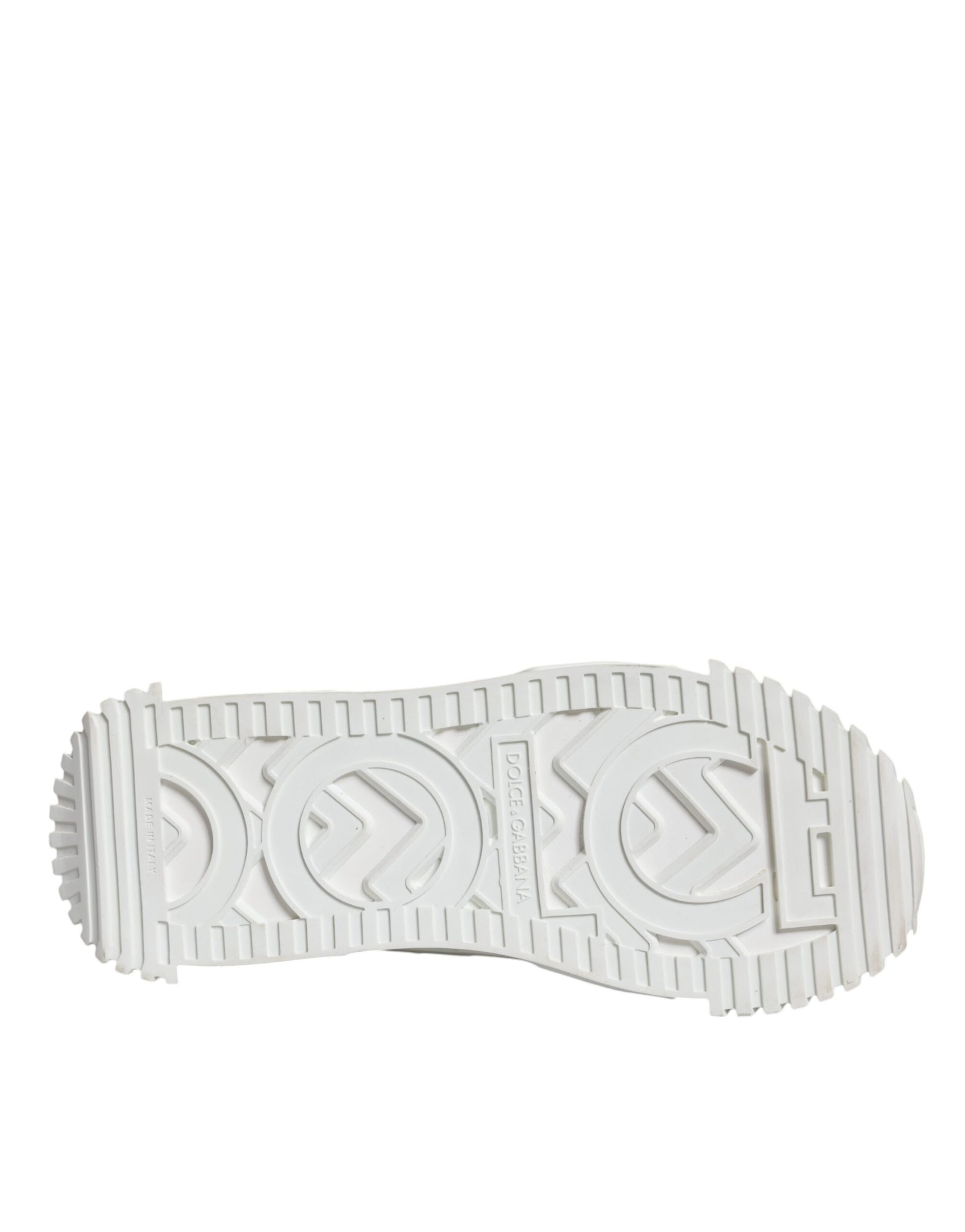 A single white lace-up shoe with a low top, featuring the Dolce & Gabbana logo on the side