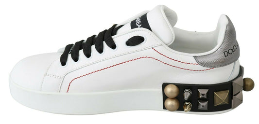 White sneakers with red and black accents