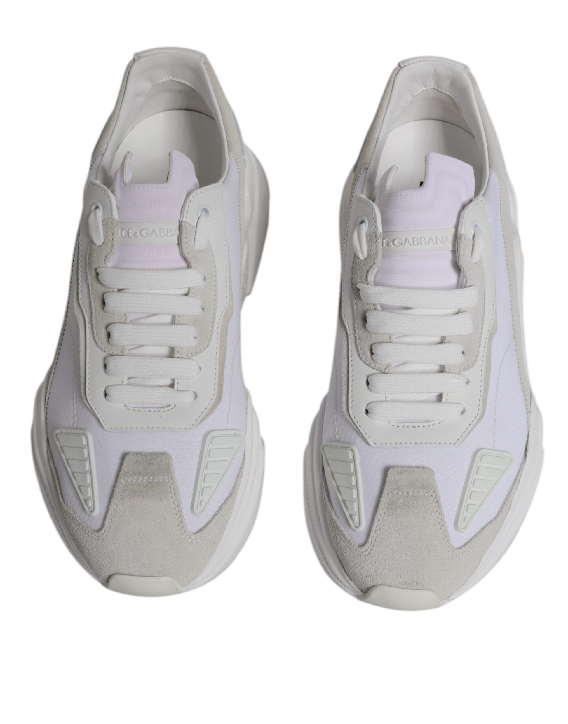Pair of light purple sneakers with white laces and soles