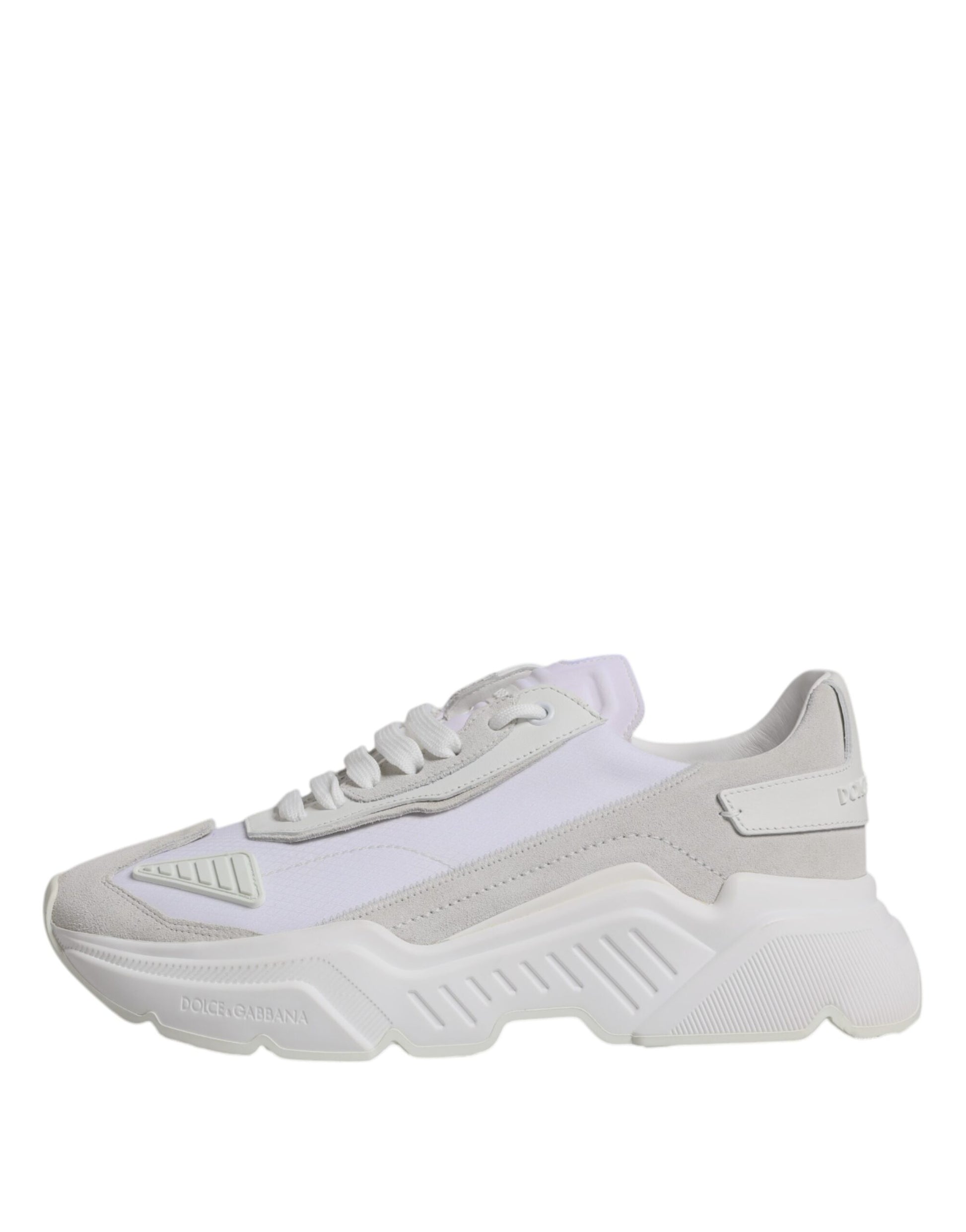 Pink and white sneakers with laces