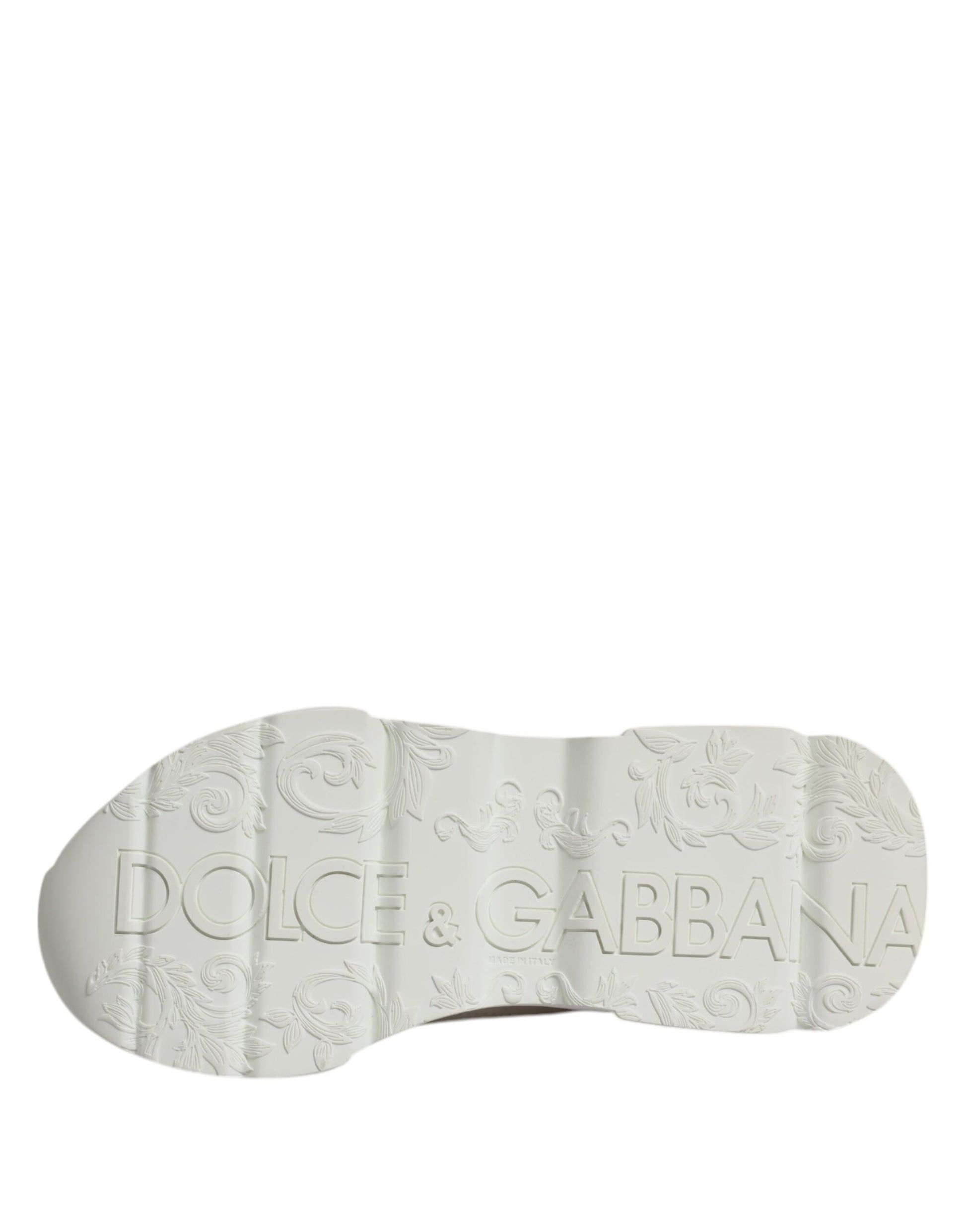 White shoe with floral design on sole