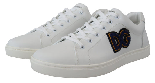 White sneakers with logo on side and sole