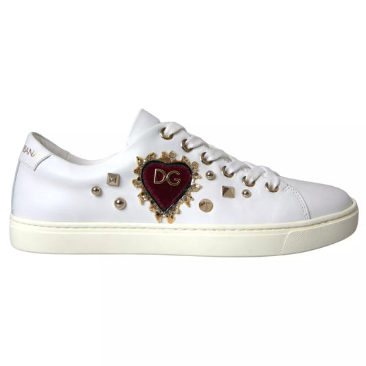 White sneaker with heart design on side