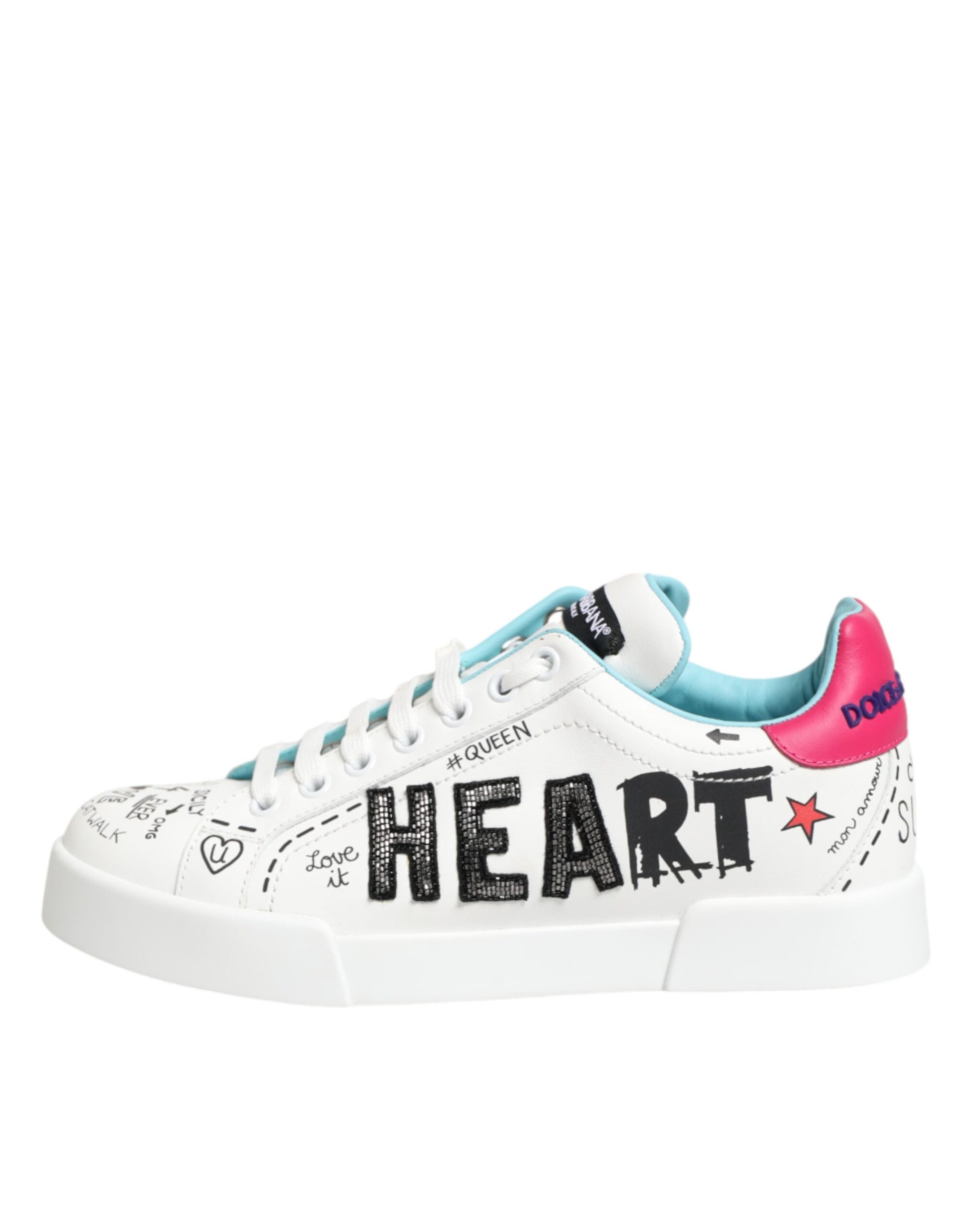 High top sneaker with "heart" design on side