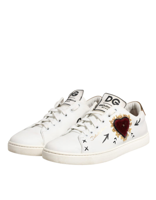White sneakers with heart design on side