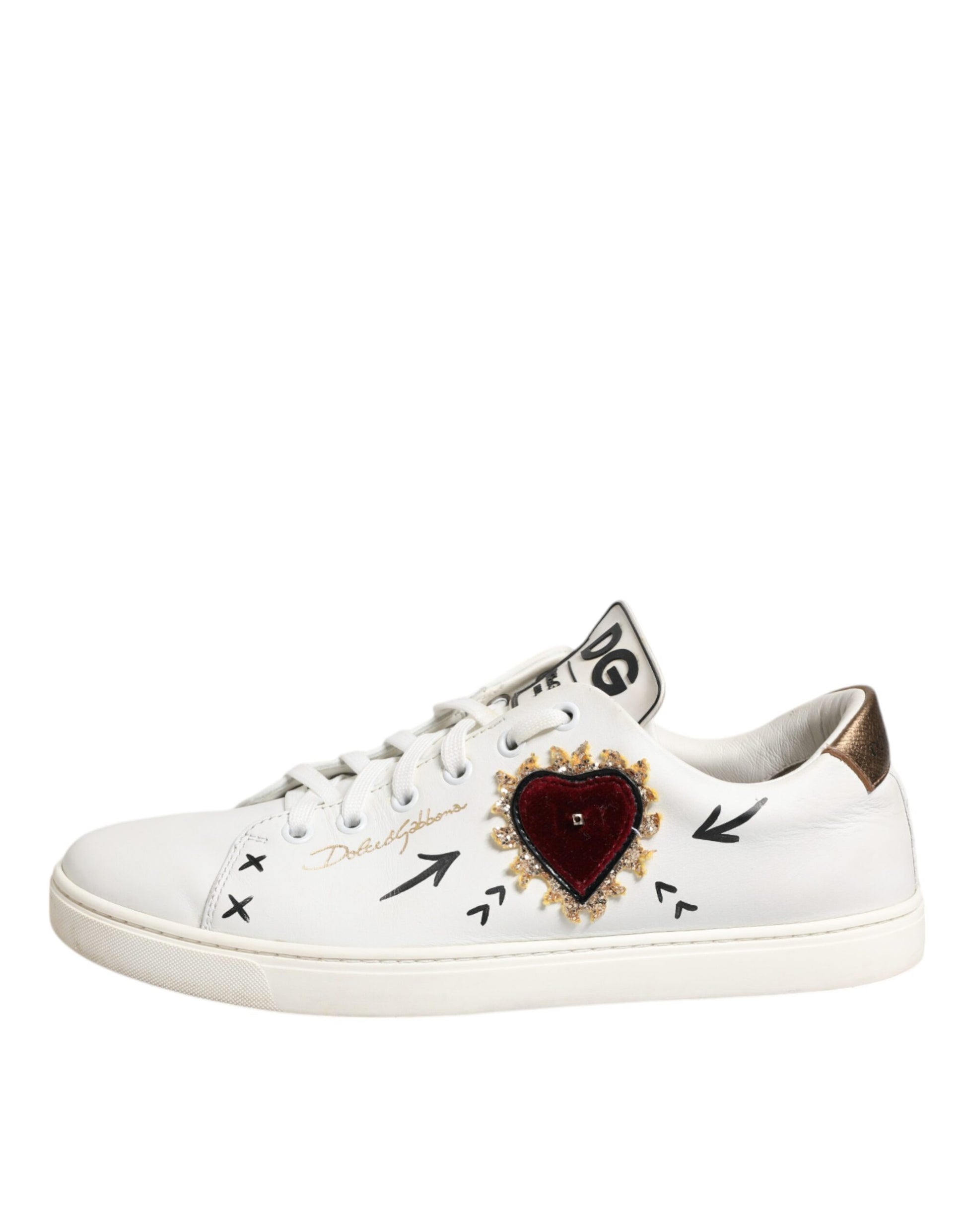 White sneaker with heart design on side