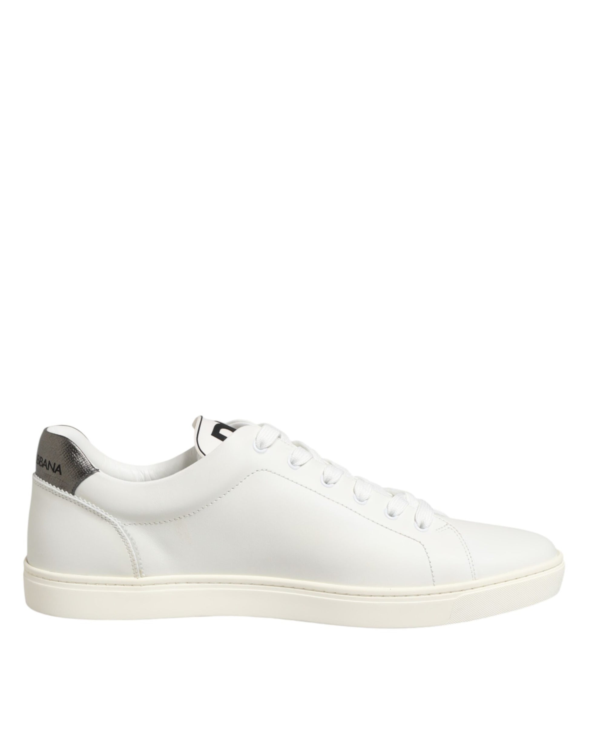 White leather sneakers with heart embellishment and laces, from the brand Dolce & Gabbana