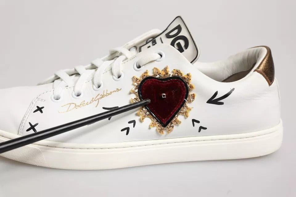 White sneaker with heart design on side