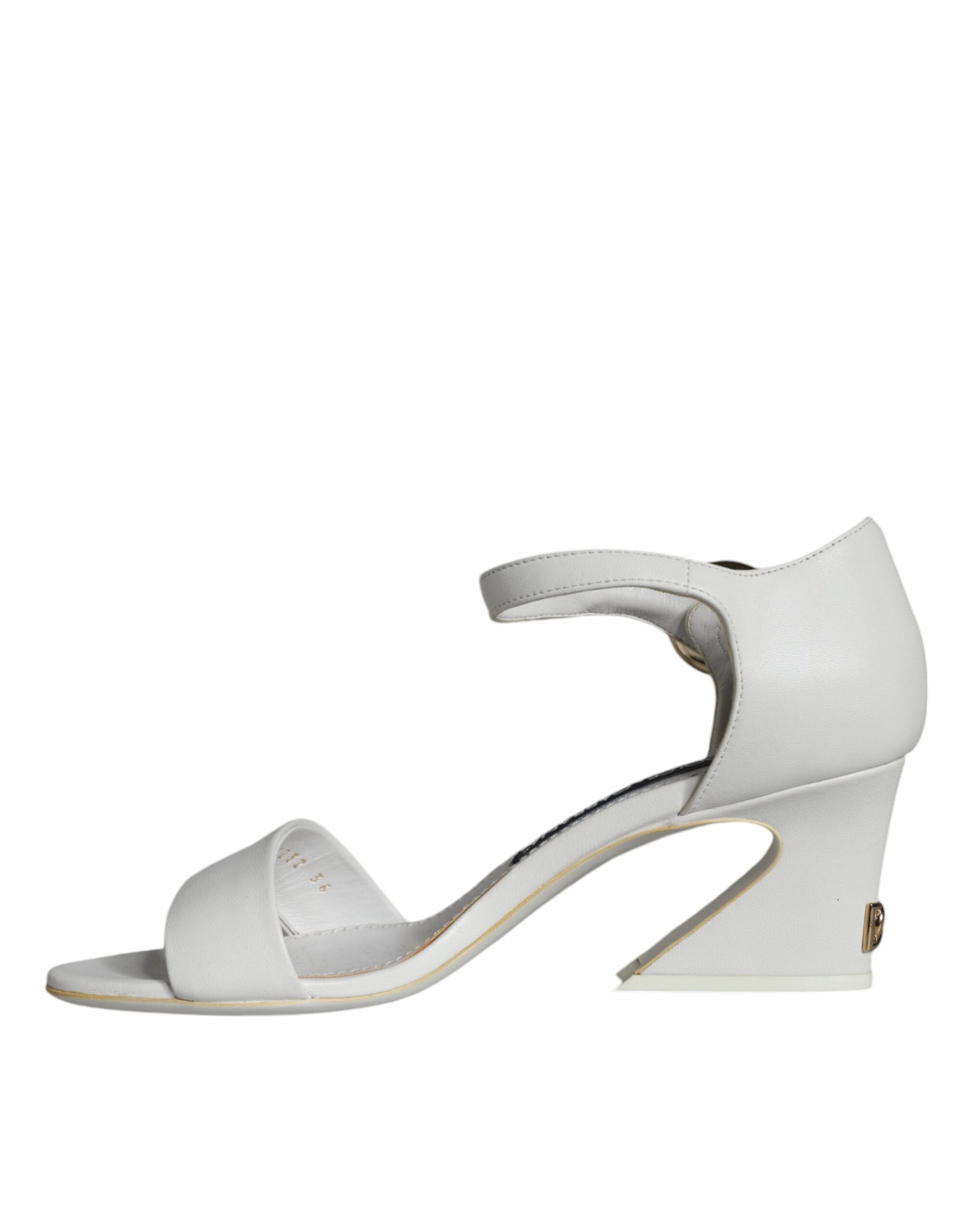 White open toe sandal with strap over foot