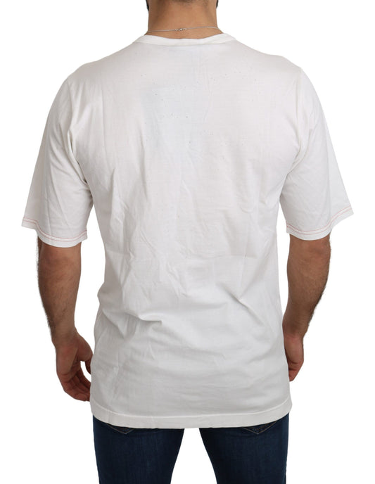 White t-shirt on man's back