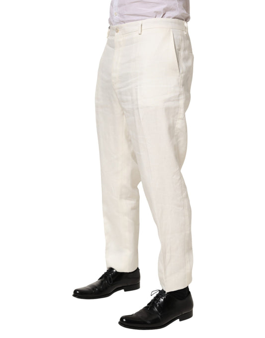 A pair of men's formal trousers in white linen by Dolce & Gabbana