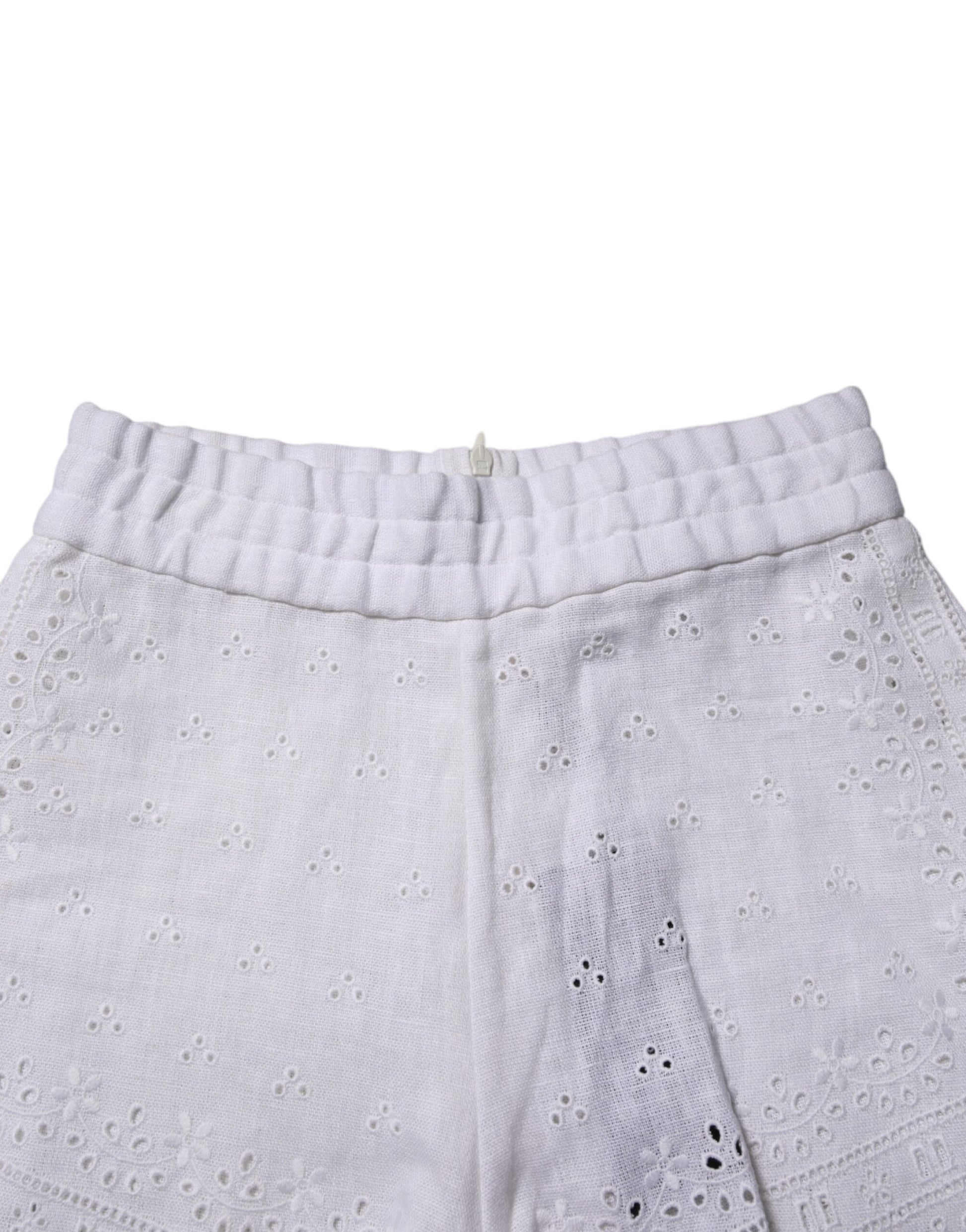 White lace trimmed shorts